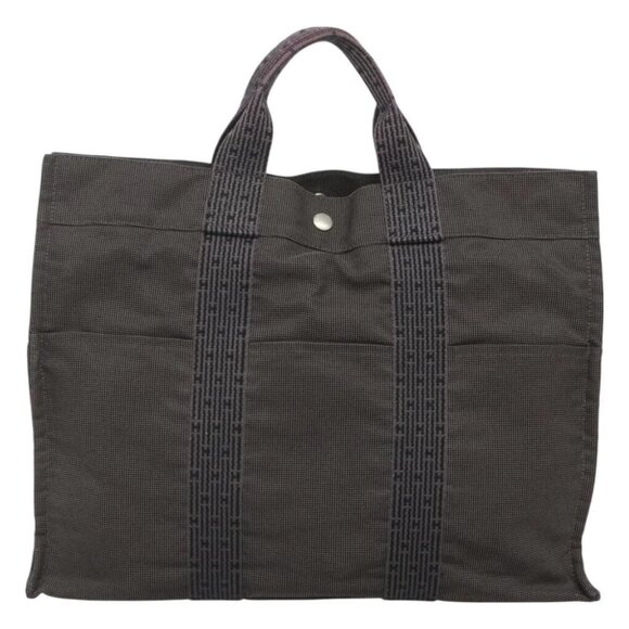 HERMES Her Line MM Hand Bag Canvas Gray Auth - Picture 3 of 16